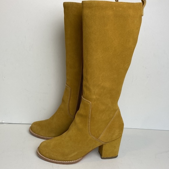 Anthropologie Bill Blass Becket Suede Leather Knee High Boots Sz 6 Hippie Office - Picture 12 of 16